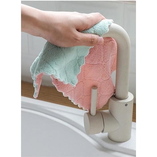 【珊瑚絨抹布25x25cm】 強力吸水 不掉毛 雙面抹布 無水痕抹布 百潔布 抹布 清潔布 洗碗 餐桌擦拭 洗碗布-細節圖5