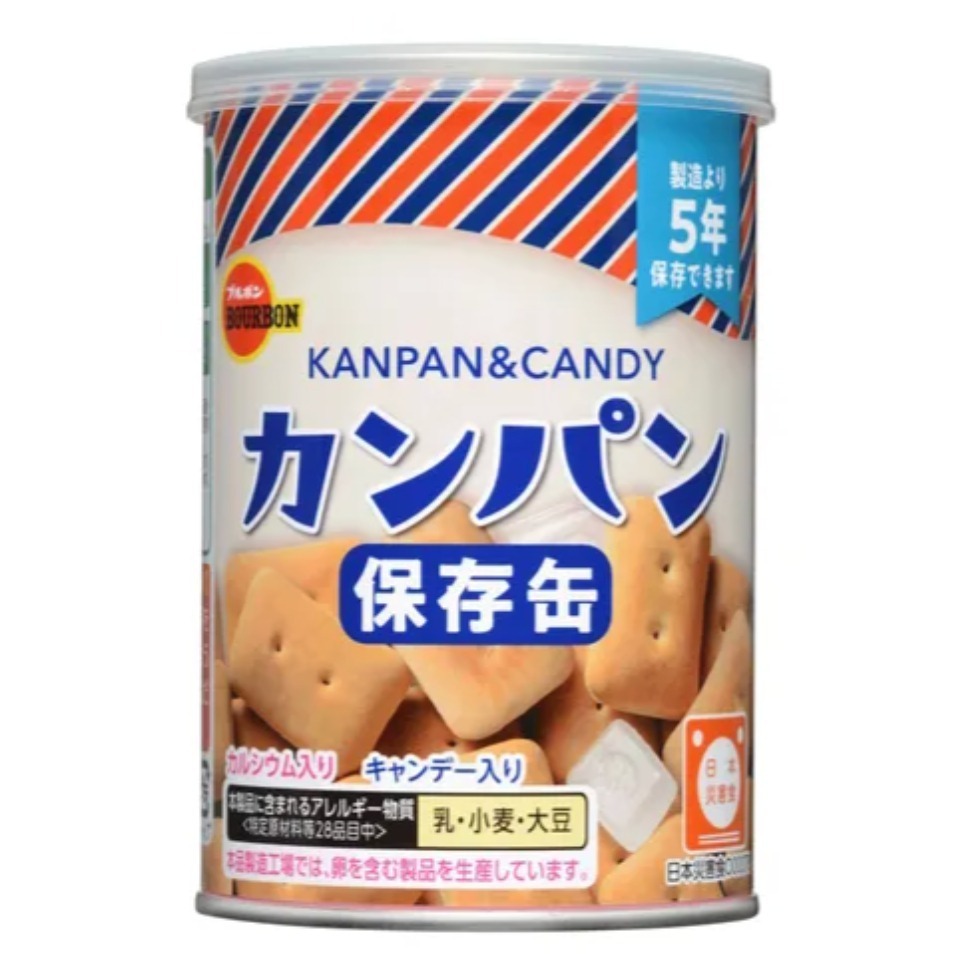 日本製 kokka 海狸餅乾 三立制 Bourbon 麵包餅乾＋糖果 防災食品 地震避難 罐頭餅乾 長效期-規格圖3