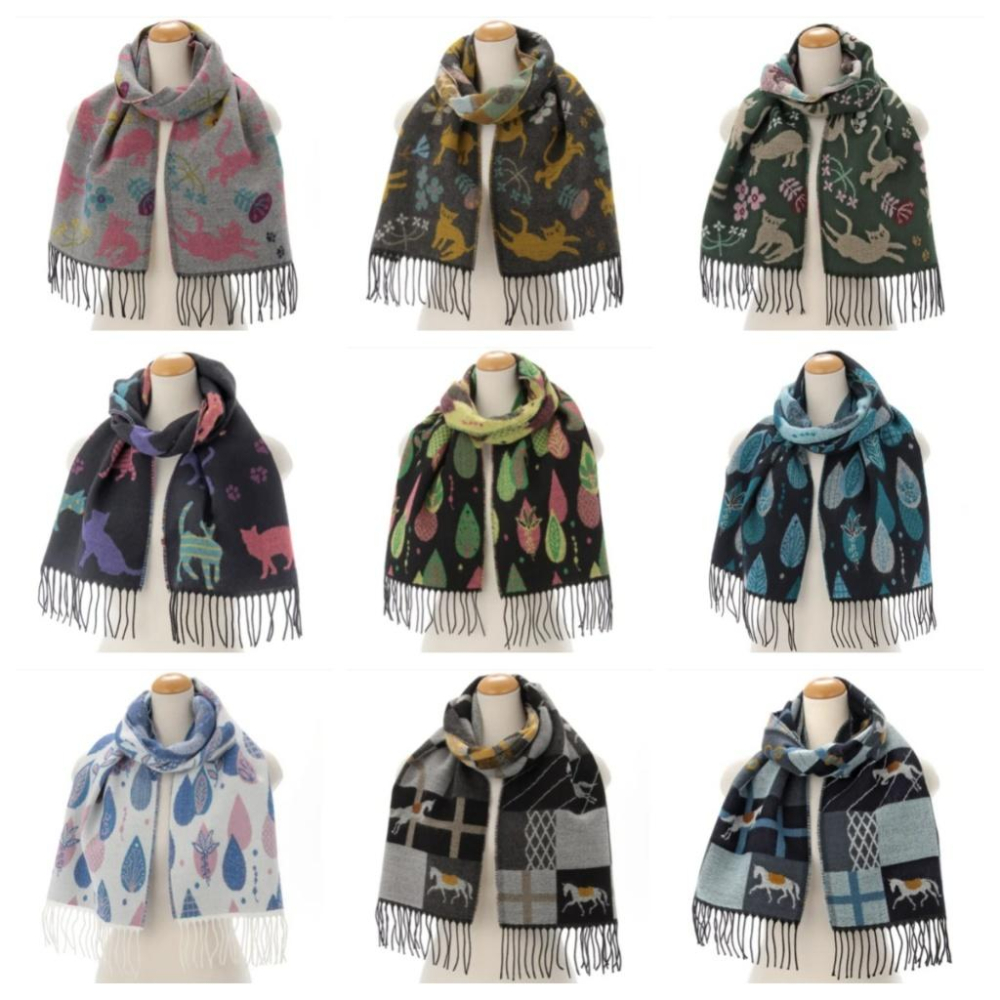 發票🌷日本 針織 小花 玫瑰 小貓 可愛 小馬 圍脖 圍巾 法國製 時尚 冬日 寒流 保暖 輕巧-細節圖2