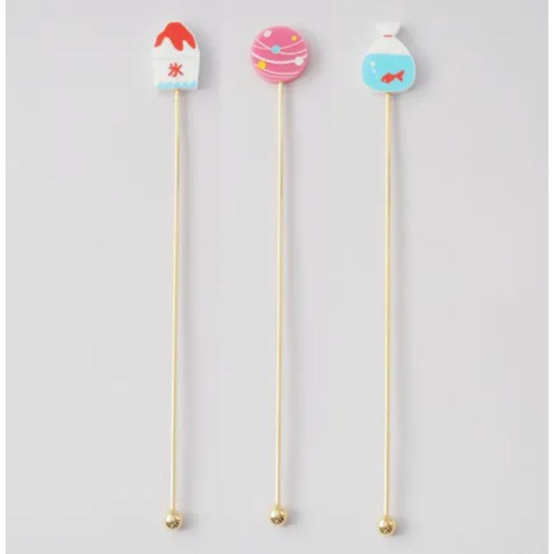 發票🌷日本製 湯匙 夏祭慶典 造型湯匙 甜品湯匙  造型叉子 甜品叉子 造型攪拌棒 甜品攪拌棒-細節圖4