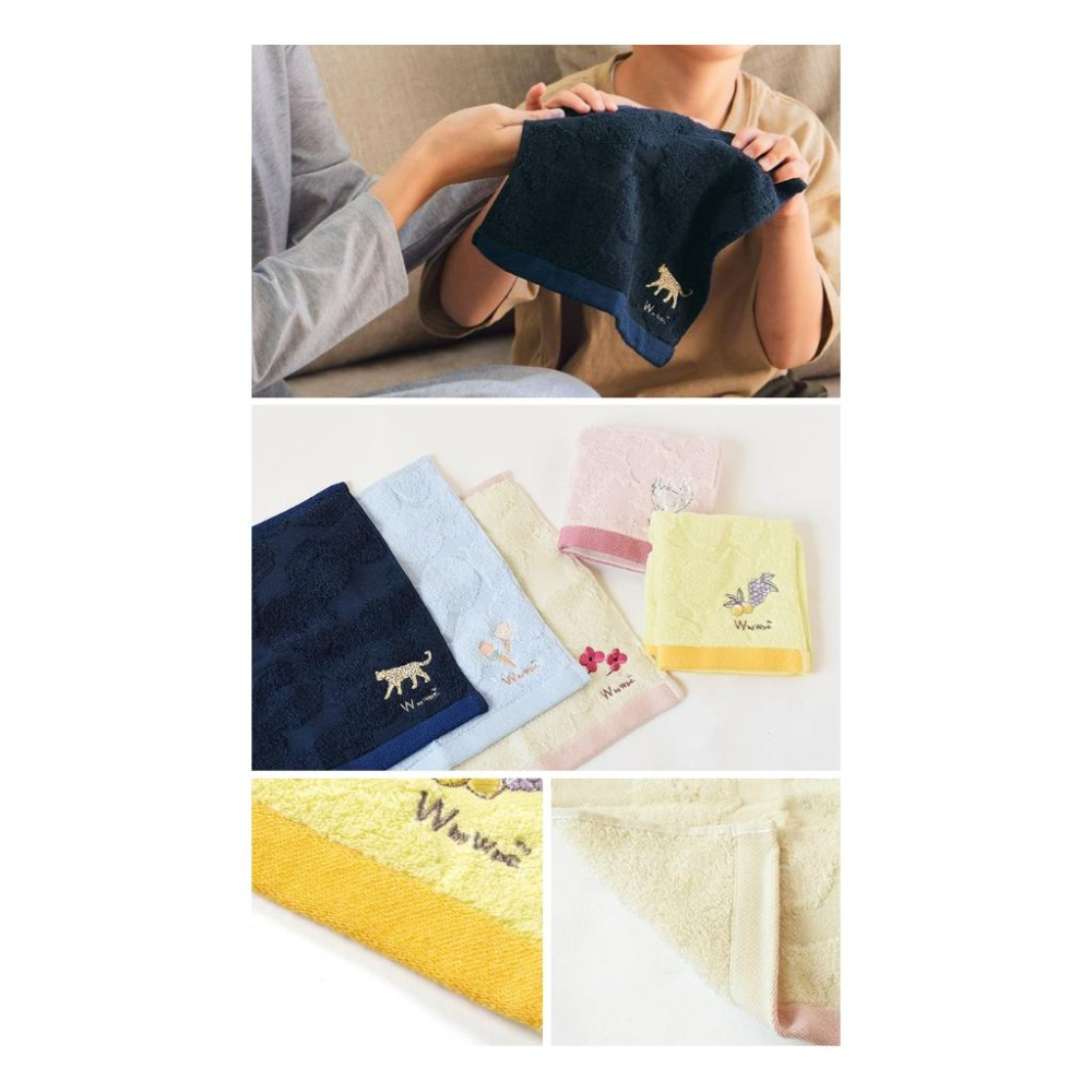 發票🌷日本 WPC 刺繡小方巾 小毛巾 擦臉巾 毛巾 刺繡 熱銷 日系 居家 戶外 萬用毛巾 手巾 送禮自用-細節圖2