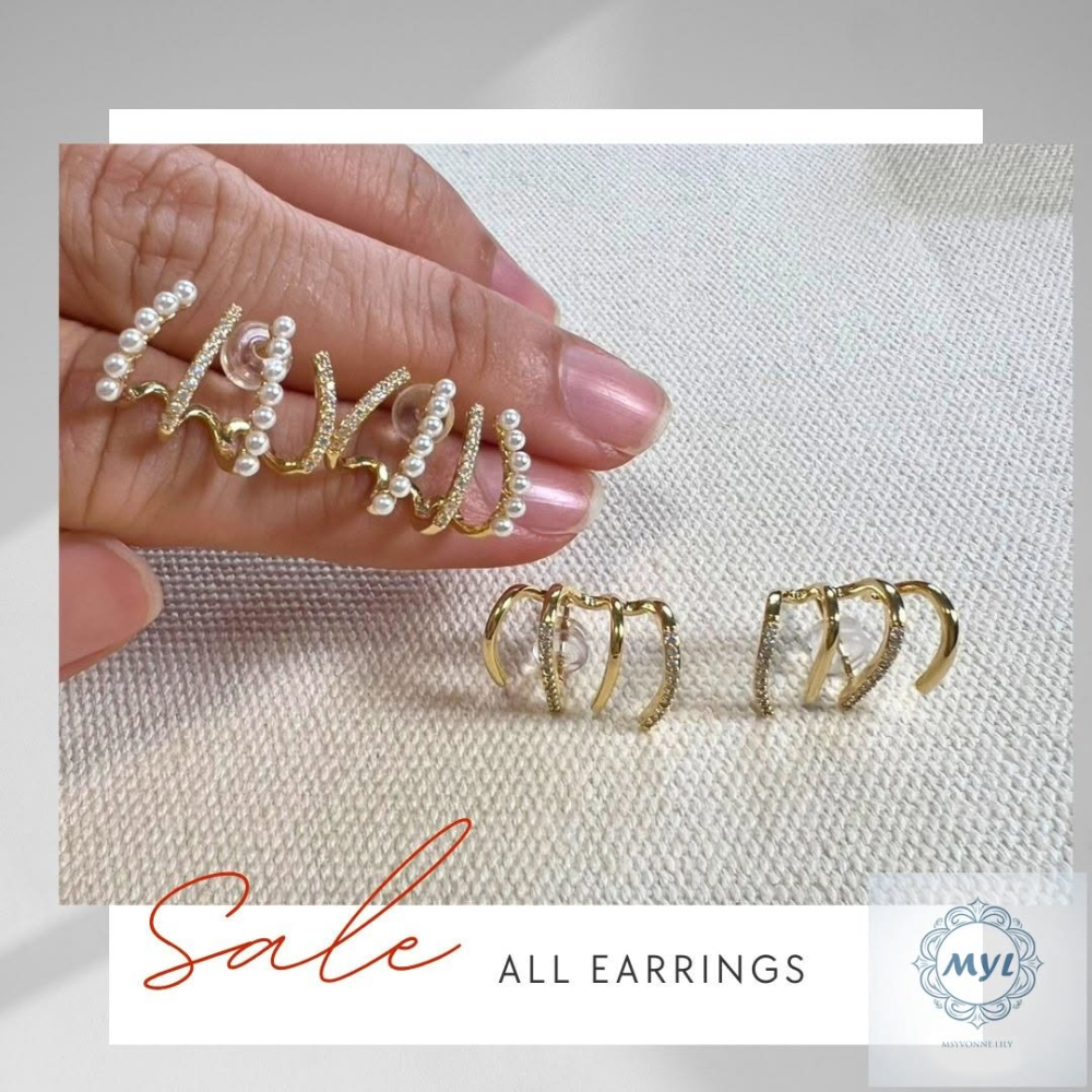 MYL  文青感珍珠層疊三圈耳環 Earring『現貨』925純銀耳針款 長度約:1.5cm 直徑約:2cm 金語層疊款-細節圖3