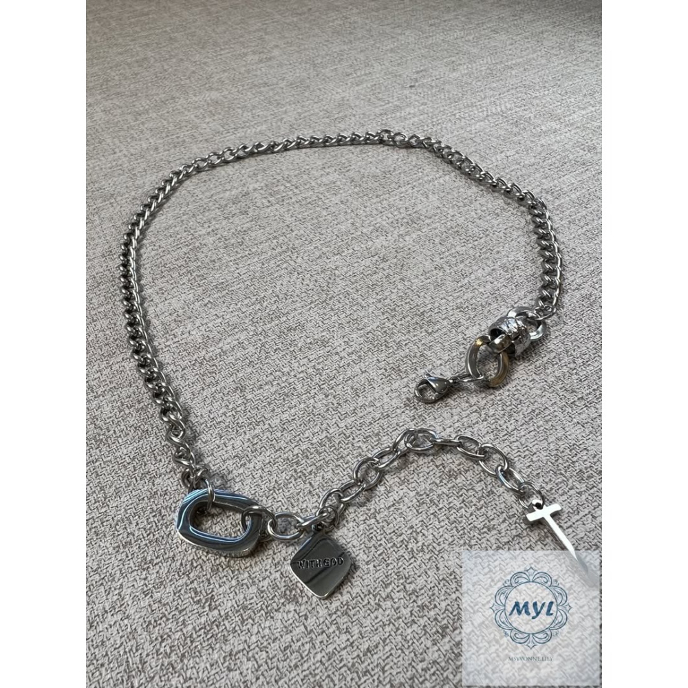 MYL 韓國  設計款項鍊 小眾高級感Necklace 『現貨』項鍊長度約: 42.5cm(不含延長錬)鋼質 極簡個性款-細節圖2