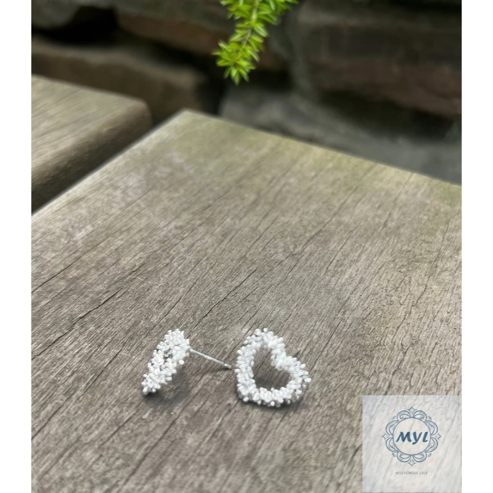 MYL  心鑽立體愛心耳環 Pearl Earring『現貨』925純銀耳針款 愛心直徑約:1.5cm 閃耀愛心設計款-細節圖3