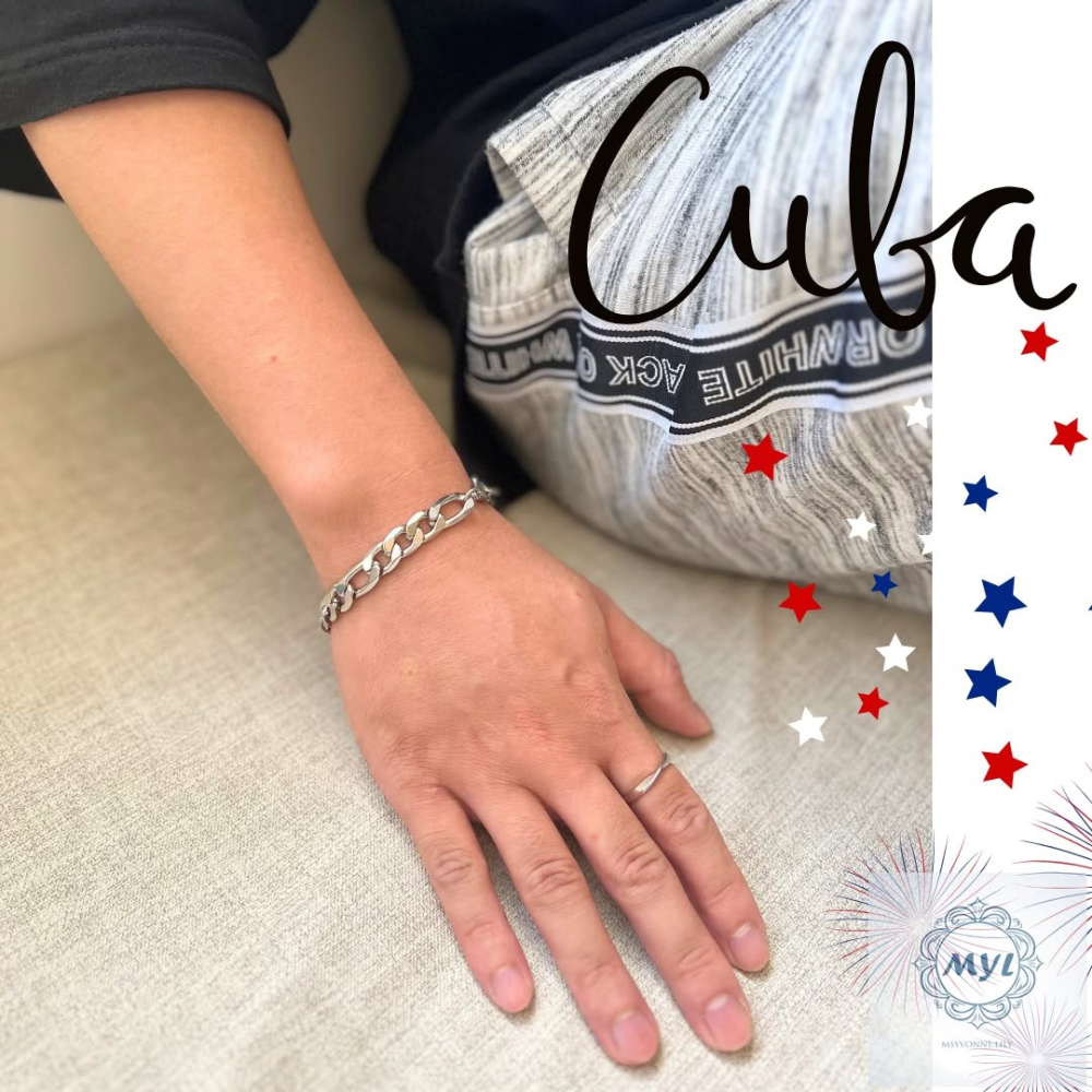 MYL 【韓系極簡】不鏽鋼銀色簡約手鍊 情侶款/古巴鍊 Bracelet 『現貨』長度約為：18.5cm（不含延長鍊）-細節圖3