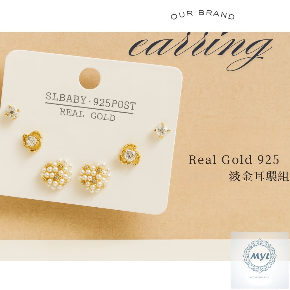 MYL【韓系日常】氣質珍珠鋯石 四入耳環組 Earring『現貨』925純銀耳針款 耳環直徑約:1cm 愛心珍珠花AB款-細節圖4