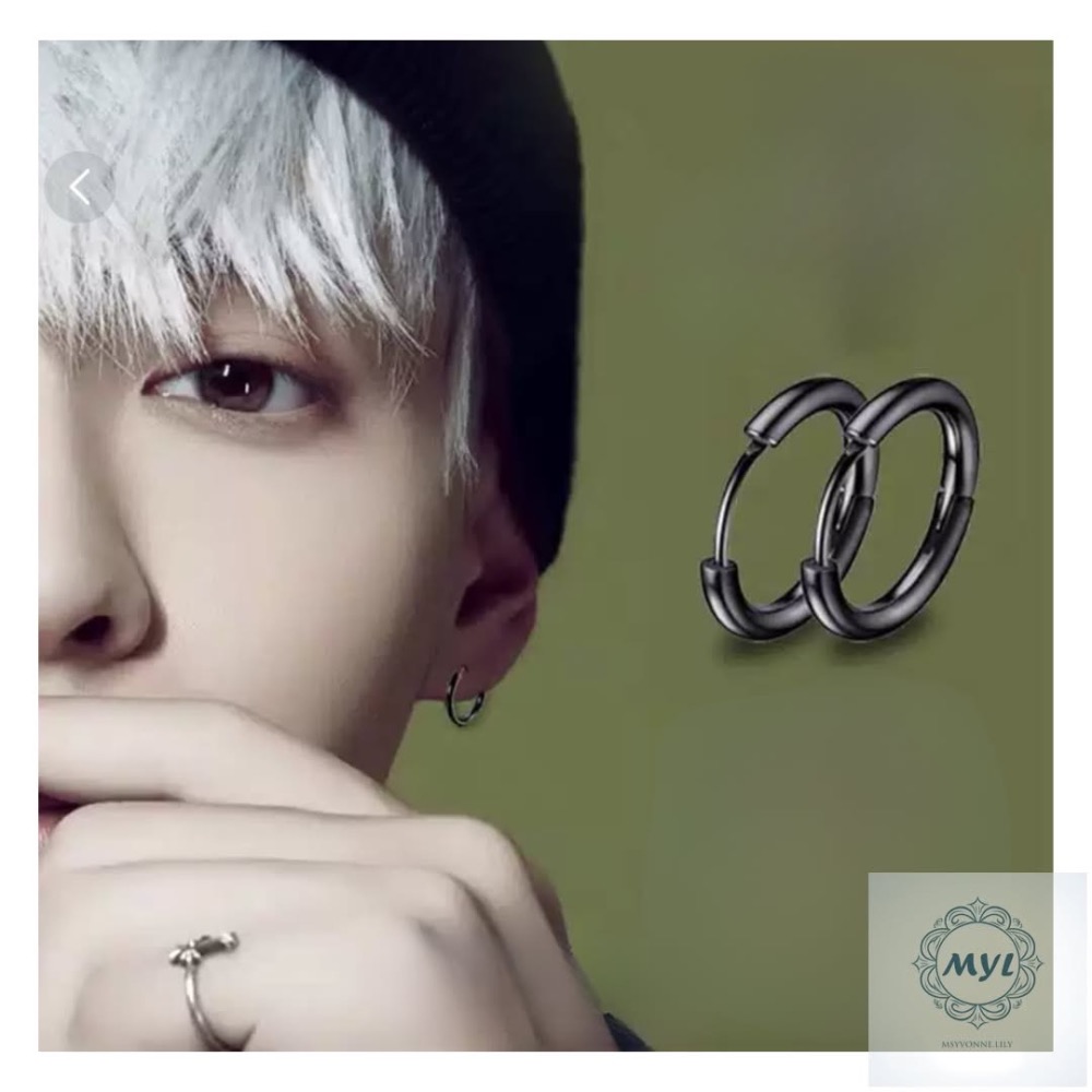 MYL 【韓系極簡】霧黑極簡圓圈耳環 『現貨』中性不鏽鋼設計款 Stainless Earring 抗過敏 8-12MM-細節圖5