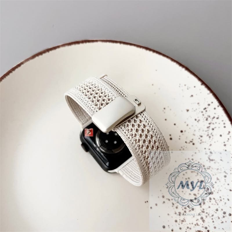 夏季尼龍編織 散熱 快拆雙磁吸扣 適用Apple Watch錶帶S10 9 8 7 SE透氣Ultra 42m 46m-細節圖4