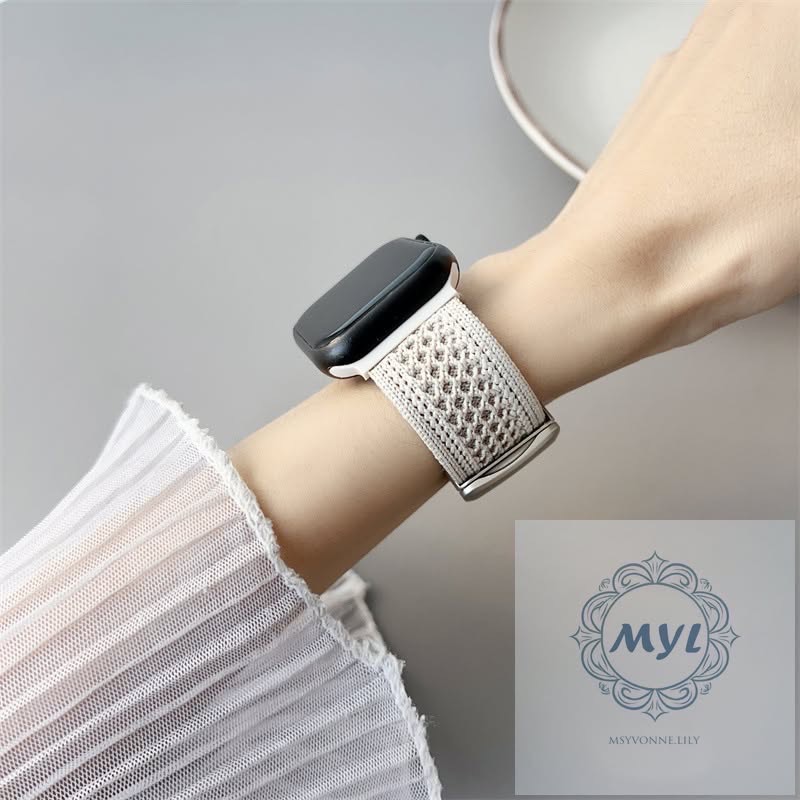 夏季尼龍編織 散熱 快拆雙磁吸扣 適用Apple Watch錶帶S10 9 8 7 SE透氣Ultra 42m 46m-細節圖7