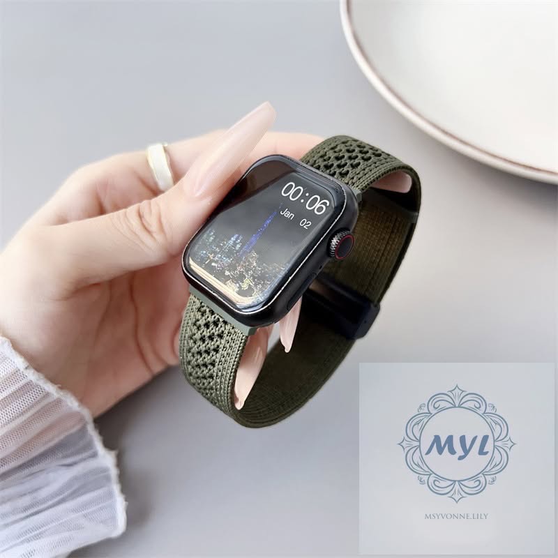 夏季尼龍編織 散熱 快拆雙磁吸扣 適用Apple Watch錶帶S10 9 8 7 SE透氣Ultra 42m 46m-規格圖11