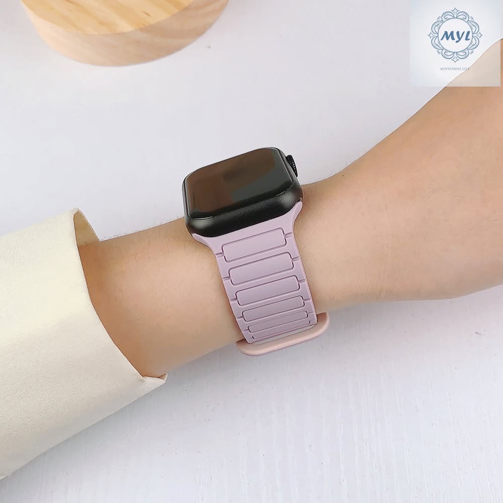 MYL【蘋果手錶帶星光矽膠】超強柔韌感三株磁吸力 適用Apple Watch錶帶S10 9 8 7 SE 42m 46m-細節圖5