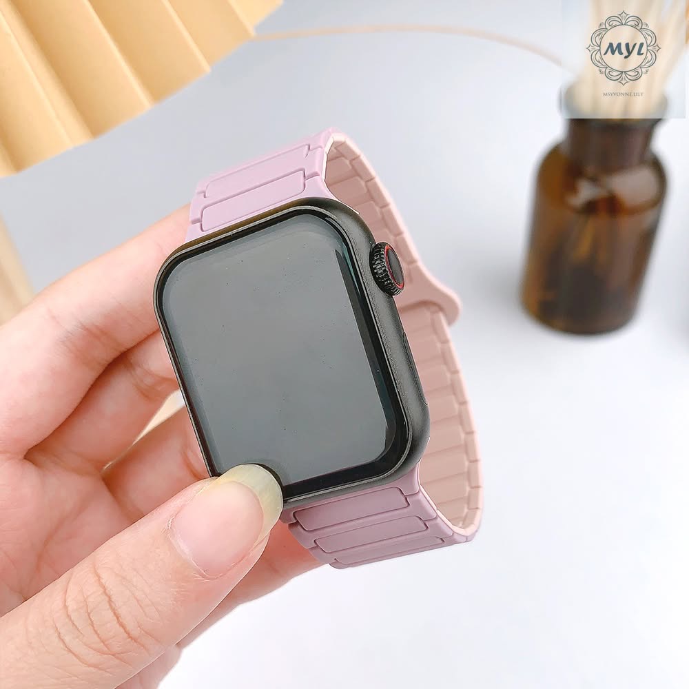 MYL【蘋果手錶帶星光矽膠】超強柔韌感三株磁吸力 適用Apple Watch錶帶S10 9 8 7 SE 42m 46m-細節圖6