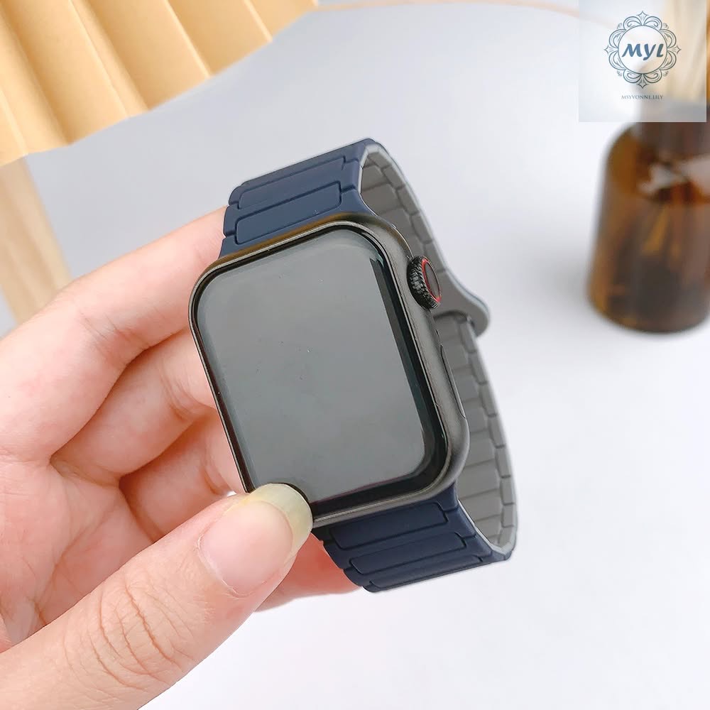 MYL【蘋果手錶帶星光矽膠】超強柔韌感三株磁吸力 適用Apple Watch錶帶S10 9 8 7 SE 42m 46m-細節圖7
