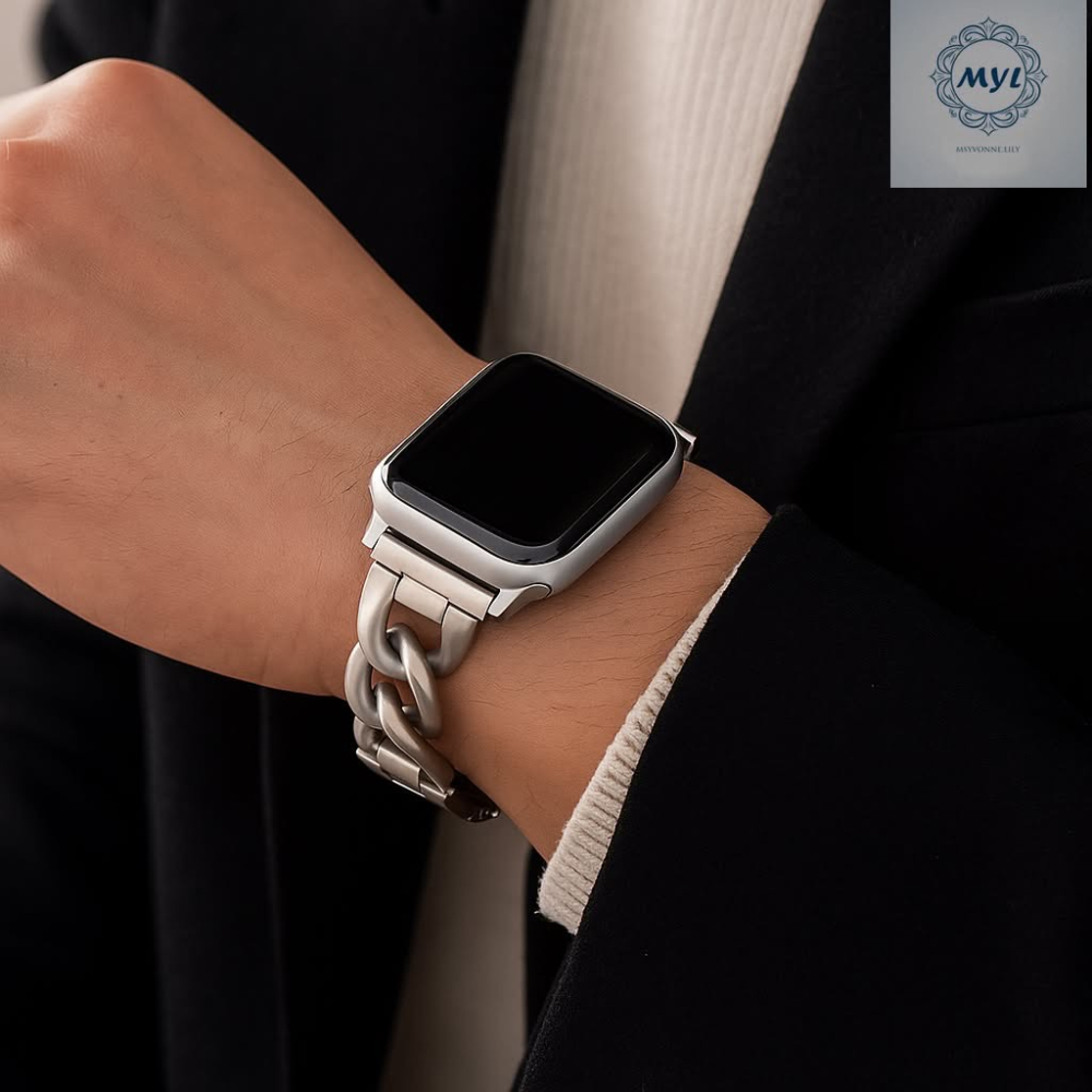 MYL【蘋果手錶帶牛仔鏈】小香風金屬牛仔鏈 適用Apple Watch錶帶S10 9 8 7 SE快拆個性不鏽鋼鏈條錶帶-細節圖2