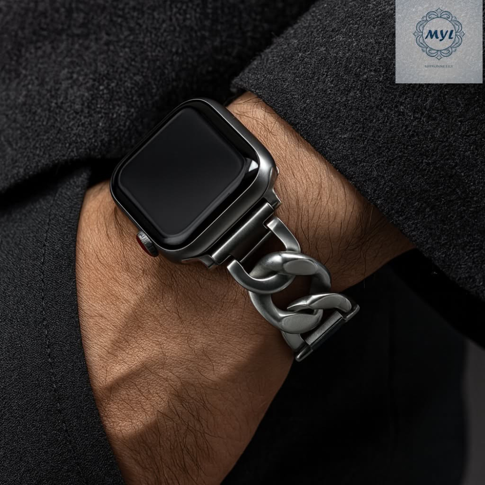 MYL【蘋果手錶帶牛仔鏈】小香風金屬牛仔鏈 適用Apple Watch錶帶S10 9 8 7 SE快拆個性不鏽鋼鏈條錶帶-細節圖4