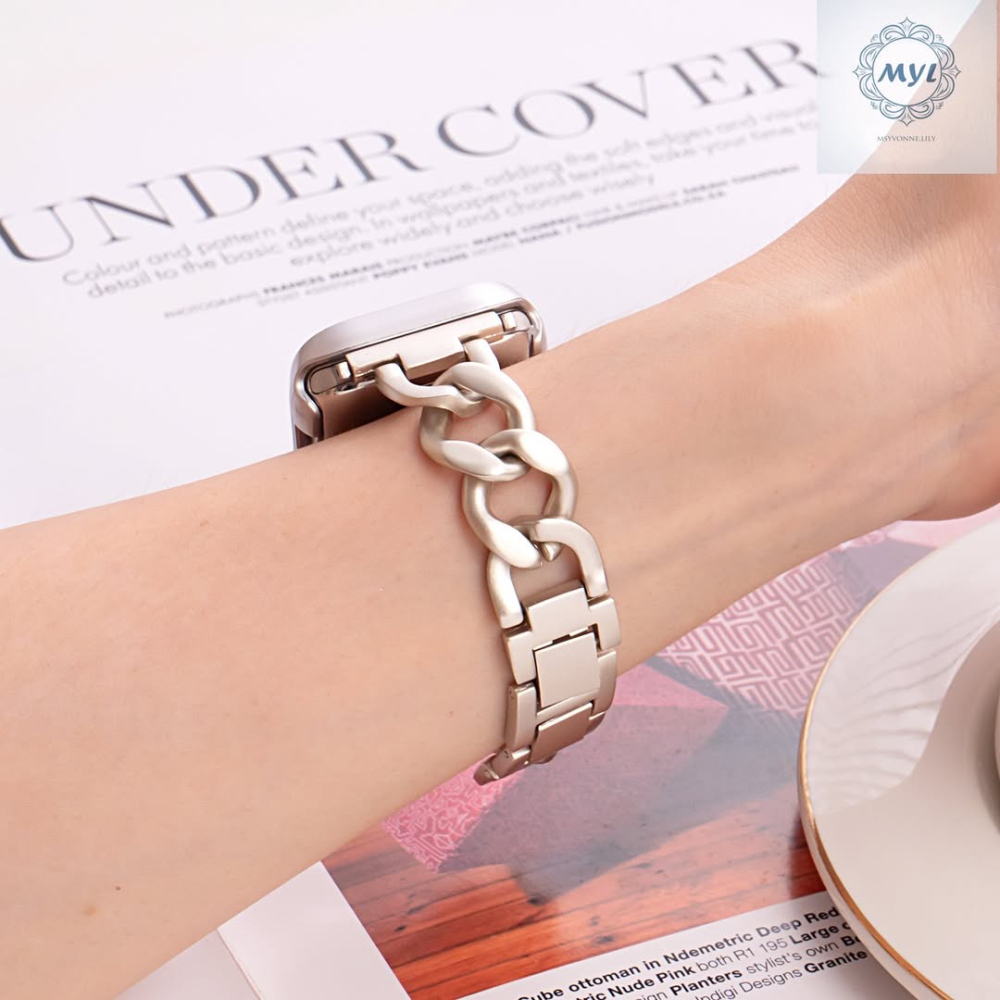 MYL【蘋果手錶帶牛仔鏈】小香風金屬牛仔鏈 適用Apple Watch錶帶S10 9 8 7 SE快拆個性不鏽鋼鏈條錶帶-細節圖9