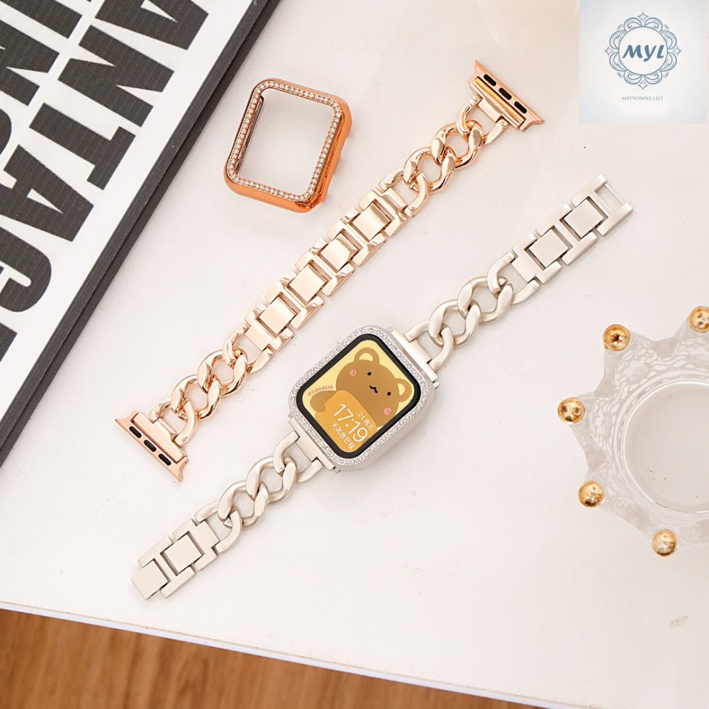 MYL【蘋果手錶帶牛仔鏈】小香風金屬牛仔鏈 適用Apple Watch錶帶S10 9 8 7 SE快拆個性不鏽鋼鏈條錶帶-細節圖10