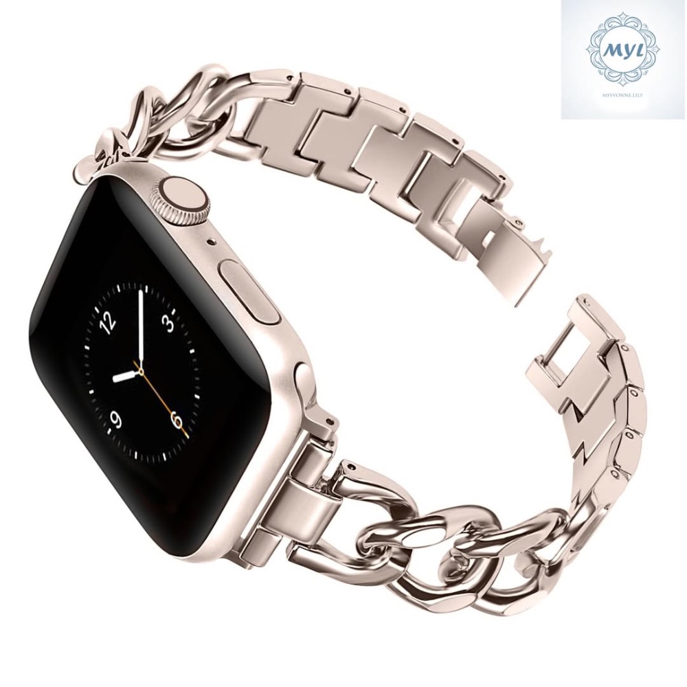 MYL【蘋果手錶帶牛仔鏈】小香風金屬牛仔鏈 適用Apple Watch錶帶S10 9 8 7 SE快拆個性不鏽鋼鏈條錶帶-規格圖11