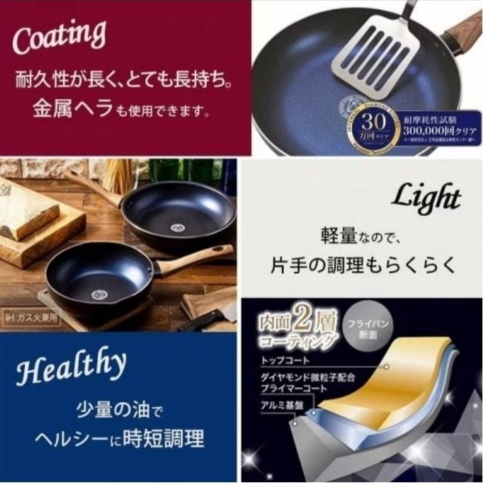 現貨 🇯🇵 日本 KAKUSEE 2.0升級版 金剛鑽石不沾玉子燒鍋 不沾鍋 平底鍋 IH爐 輕量 CF-01-細節圖2