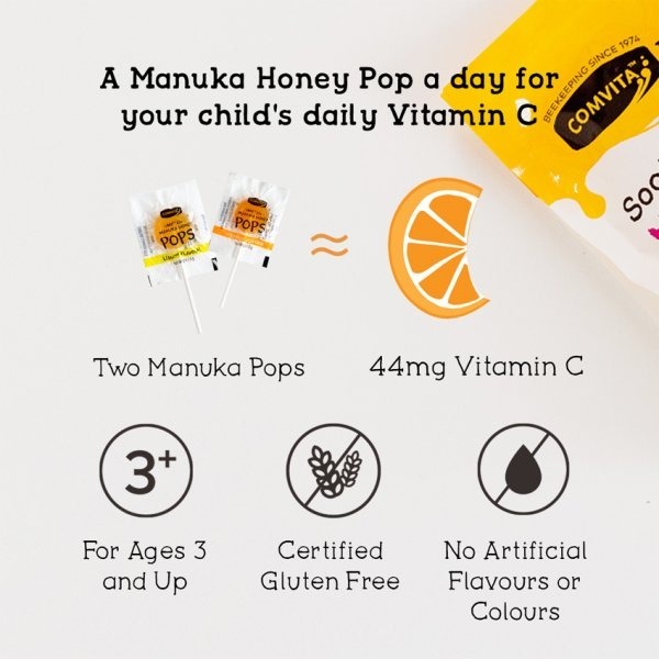 台灣現貨 🇦🇺 澳洲 Comvita 兒童有機麥盧卡蜂蜜棒棒糖 15入 葡萄 柳橙 檸檬 三種口味-細節圖3