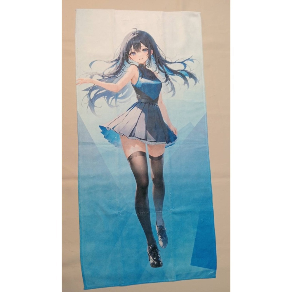 二次元美少女｜巨蟒女孩 芊霓雪 霓霓 Nini｜毛巾 擦汗巾｜電腦動漫周邊｜長髮飄逸｜⭐️藍色清新｜唯美浪漫-細節圖3