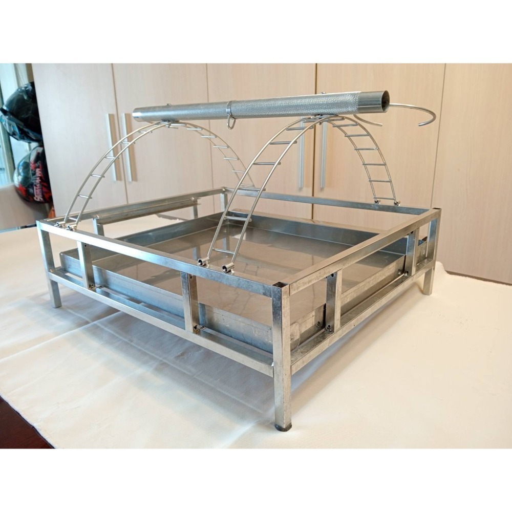 二手｜中大型鸚鵡遊戲站台｜灰鸚、折衷、亞馬遜標準尺寸｜⭐️全304白鐵｜附磨砂站棍+雙白鐵杯｜抽屜式底盤-細節圖5