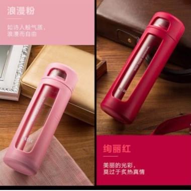 現貨【香港RELEA物生物】400ml物生物拾彩玻璃杯防摔水杯男女雙層隨手茶杯便攜過濾辦公泡茶車載杯子環保玻璃杯咖啡杯-細節圖6