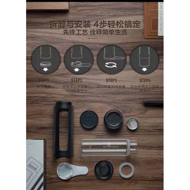 現貨【香港RELEA物生物】400ml物生物拾彩玻璃杯防摔水杯男女雙層隨手茶杯便攜過濾辦公泡茶車載杯子環保玻璃杯咖啡杯-細節圖7