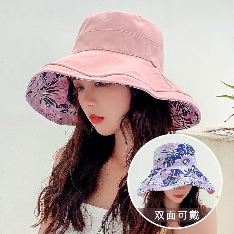 出清特價【台灣出貨 超商滿額免運】《雙面帽》花朵款雙面雙色大帽沿遮陽帽 雙面可戴 防曬帽 漁夫帽大S同款帽檐有軟鐵絲-細節圖8
