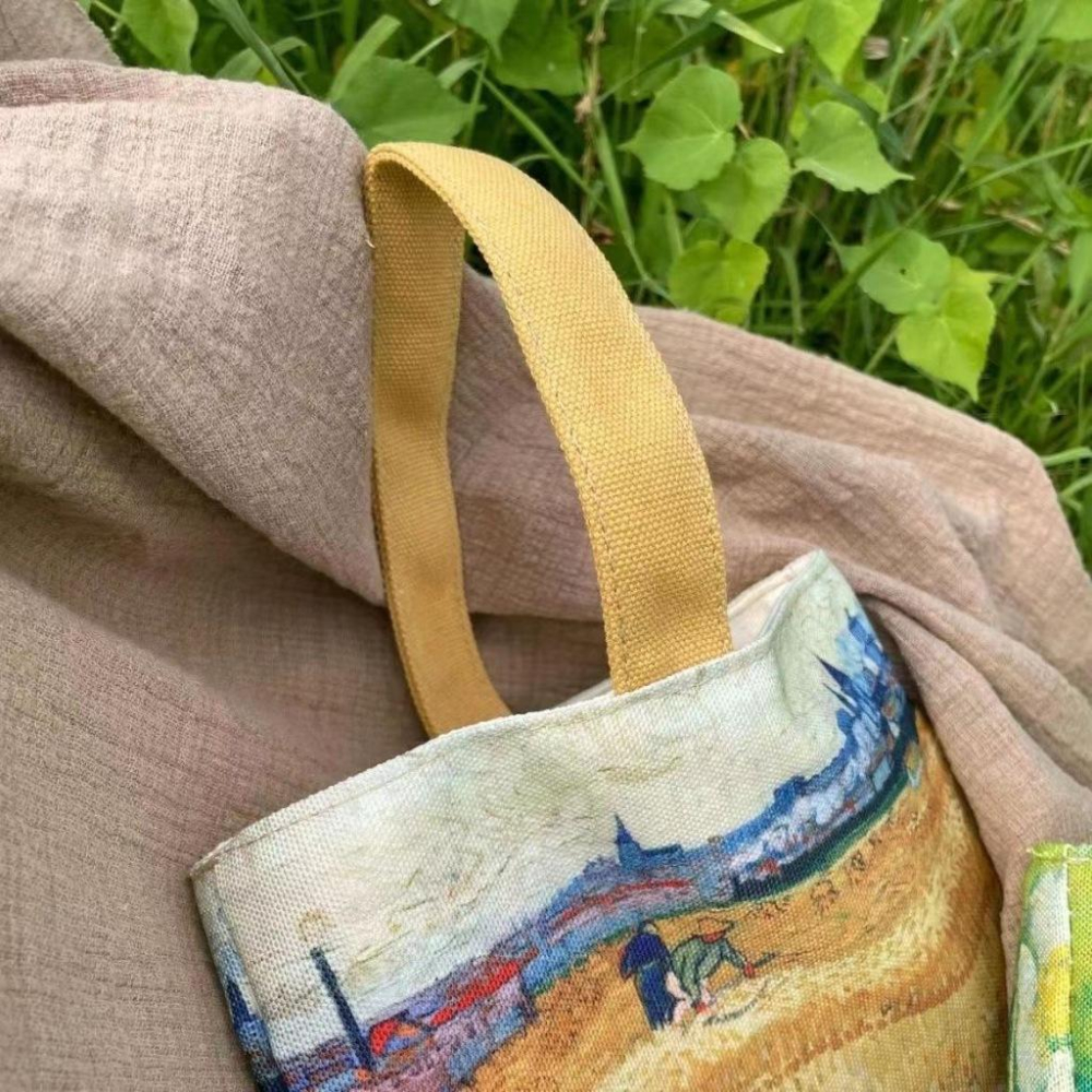 【台灣出貨 超商滿額免運】【現貨】24小時出貨〔防水厚挺帆布〕文藝風歐洲手提袋防水水壺袋水壺提袋飲料提袋飲料杯袋杯袋飲料-細節圖5