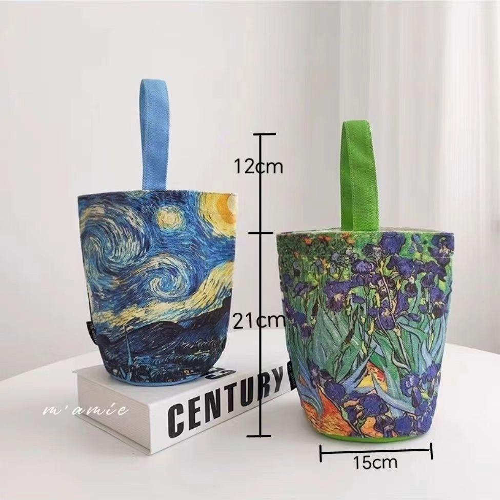 【台灣出貨 超商滿額免運】【現貨】24小時出貨〔防水厚挺帆布〕文藝風歐洲手提袋防水水壺袋水壺提袋飲料提袋飲料杯袋杯袋飲料-細節圖8