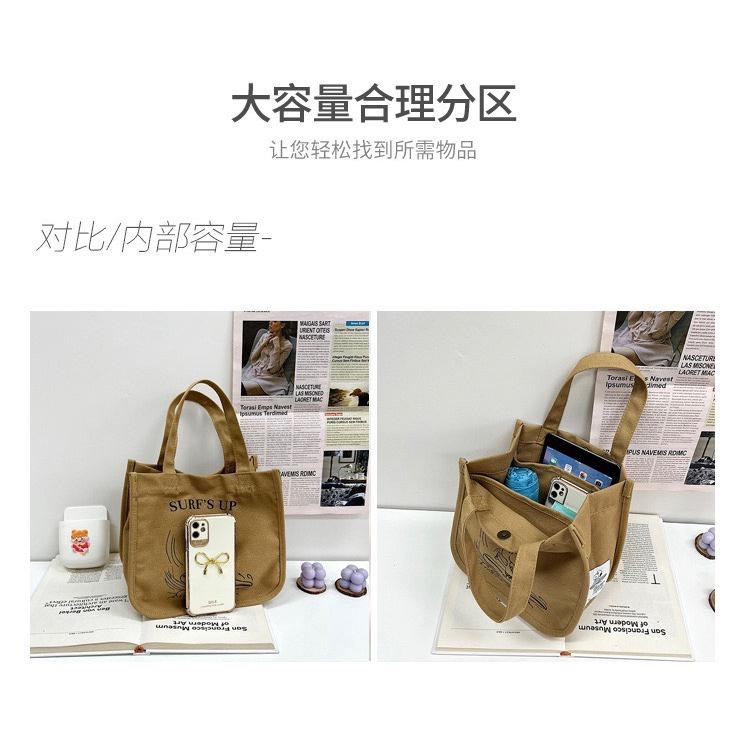 【台灣現貨秒發】新款史努比手提包 日系可爱 便當包 簡約 百搭 帆布 手提包 多功能 大容量 snoopy 帆布袋-細節圖4