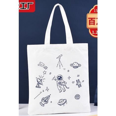 出清特價【台灣出貨 超商滿額免運】韓版 貓咪帆布托特包 大容量 百搭 托特包 單肩包側背包帆布包 太空包-細節圖8