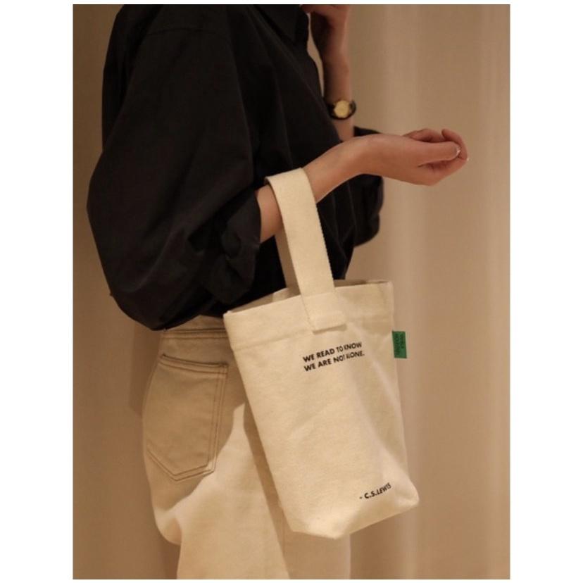 台灣現貨文青帆布飲料提袋提袋水杯袋手提袋杯袋杯套奶茶杯套帆布袋環保飲料提袋迷你收納袋小包包雨傘袋手拎包購物袋紅酒袋-細節圖2