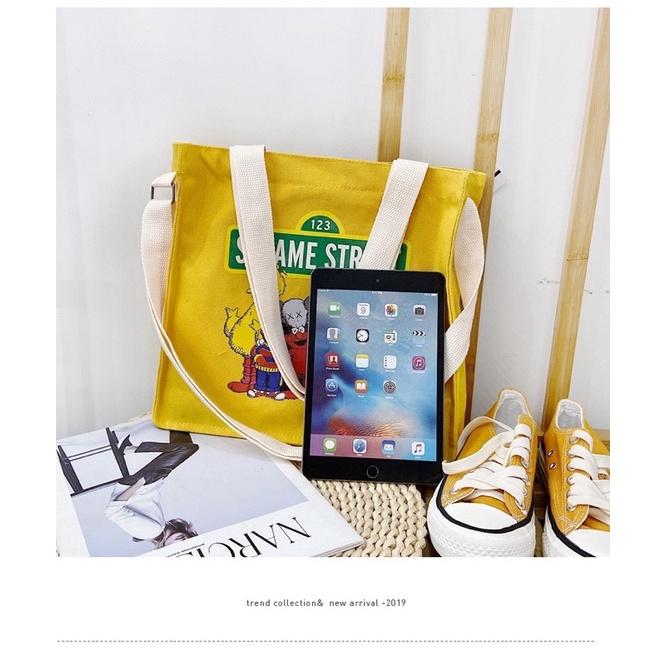 出清特價【台灣出貨 超商滿額免運】網紅日韓系文藝簡約森系復古學院風卡通圖案字母帆布包斜挎單肩托特包單肩包側背包郵差包-細節圖3