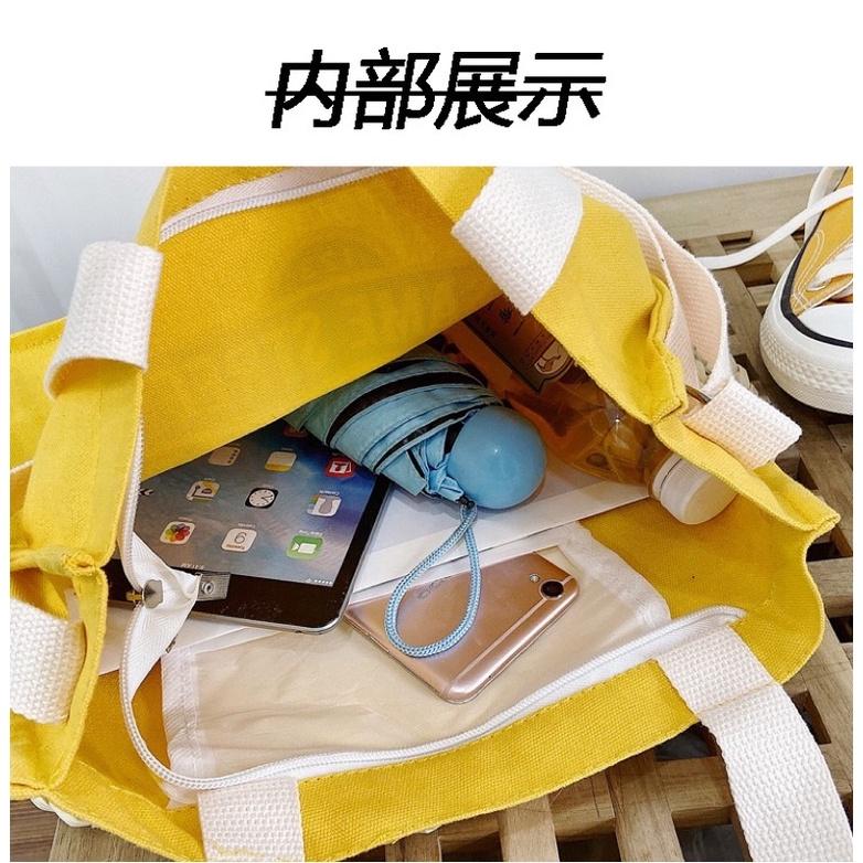 出清特價【台灣出貨 超商滿額免運】網紅日韓系文藝簡約森系復古學院風卡通圖案字母帆布包斜挎單肩托特包單肩包側背包郵差包-細節圖4