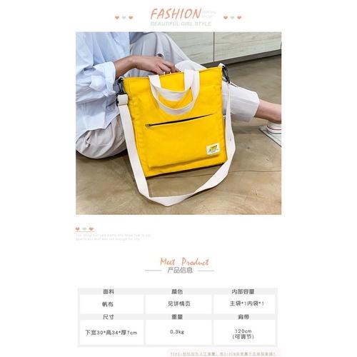 出清特價【台灣出貨 超商滿額免運】推薦✨拉鍊口袋百搭森系Ins 帆布 單肩包斜背包側背包復古網紅手提包 多功能兩用包-細節圖6