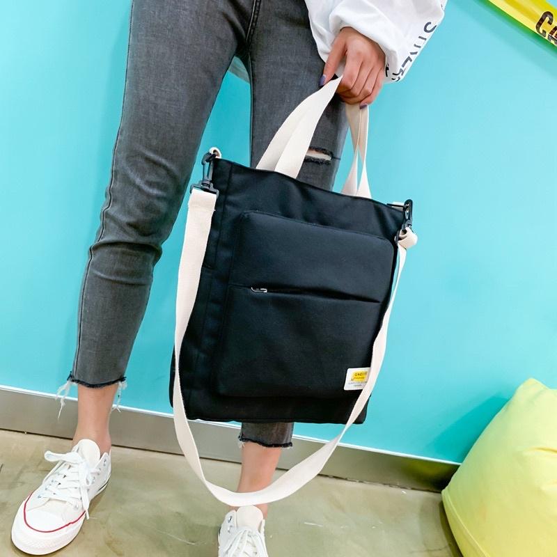 出清特價【台灣出貨 超商滿額免運】推薦✨拉鍊口袋百搭森系Ins 帆布 單肩包斜背包側背包復古網紅手提包 多功能兩用包-細節圖9