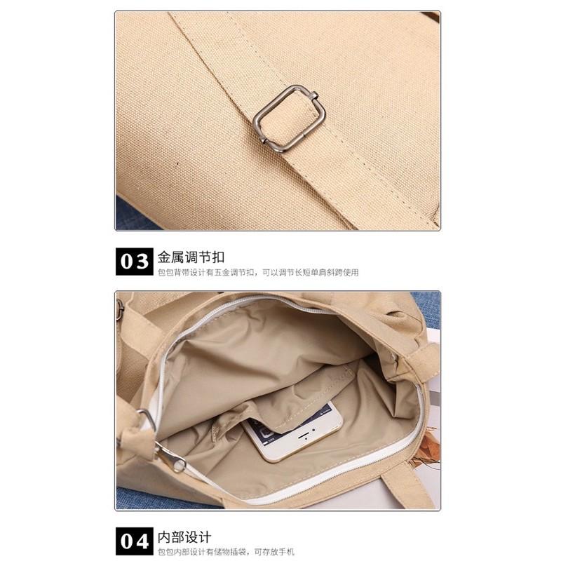 出清特價【台灣出貨 超商滿額免運】推薦✨多口袋百搭森系Ins 帆布 單肩包斜背包側背包復古網紅手提包 多功能兩用包-細節圖2