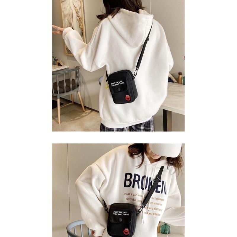 現貨帆布單肩包包女 新款日系韓系ins百搭時尚簡約芝麻街側背斜挎包小包包-細節圖5