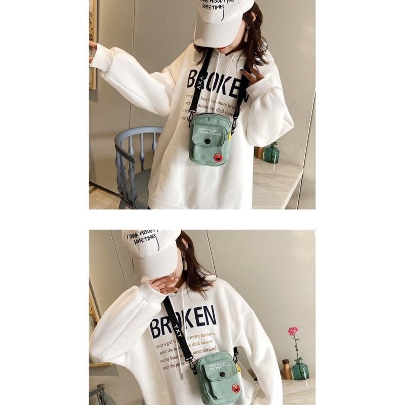 現貨帆布單肩包包女 新款日系韓系ins百搭時尚簡約芝麻街側背斜挎包小包包-細節圖6