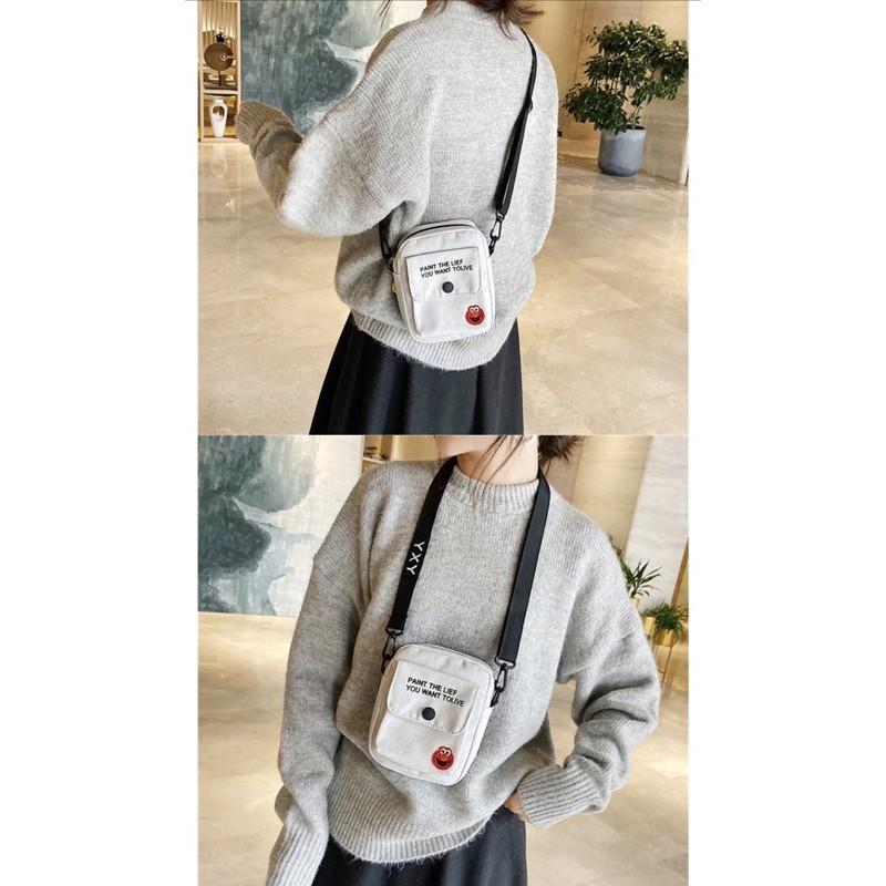 現貨帆布單肩包包女 新款日系韓系ins百搭時尚簡約芝麻街側背斜挎包小包包-細節圖7