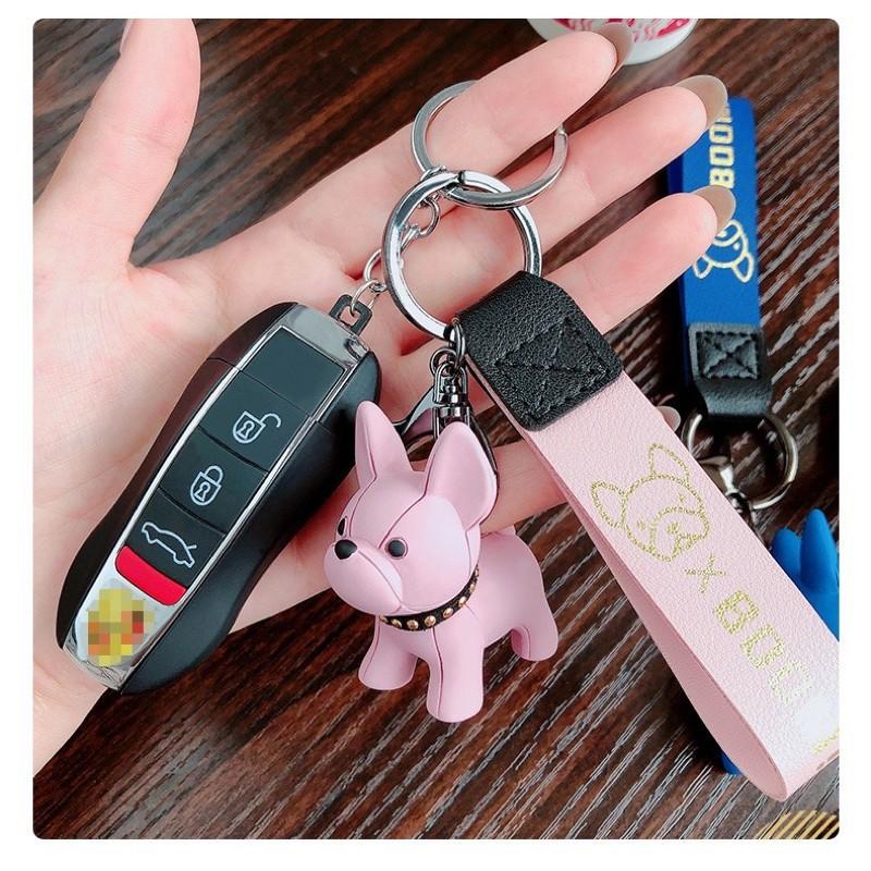 現貨法鬥犬鑰匙情侶卡通鑰匙鏈可愛公仔禮品創意書包掛件汽車鑰匙扣-細節圖5