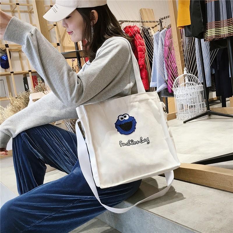 出清特價現貨網紅日韓系文藝簡約森系復古學院風卡通圖案字母帆布包斜挎單肩托特包單肩包側背包刺繡包-細節圖7