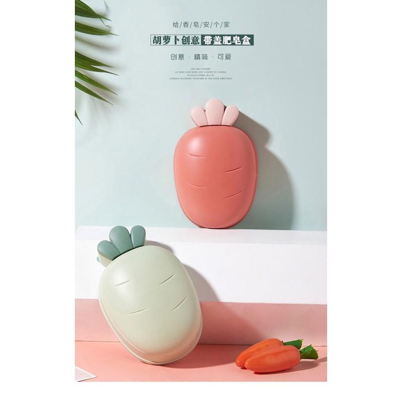 台灣現貨熱銷創意卡通塑料肥皂盒大號可愛蘿蔔香皂盒帶蓋可瀝水濾水旅行肥皂盒-細節圖3