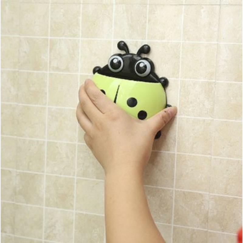 掛壁可愛瓢蟲牙刷架塑料免打孔吸盤牙刷收納架牙膏整理架-細節圖2