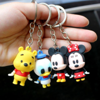 【現貨批發】韓潮卡通滴膠米妮鑰匙扣❤可愛ins汽車鑰匙鏈圈包包唐老鴨掛件