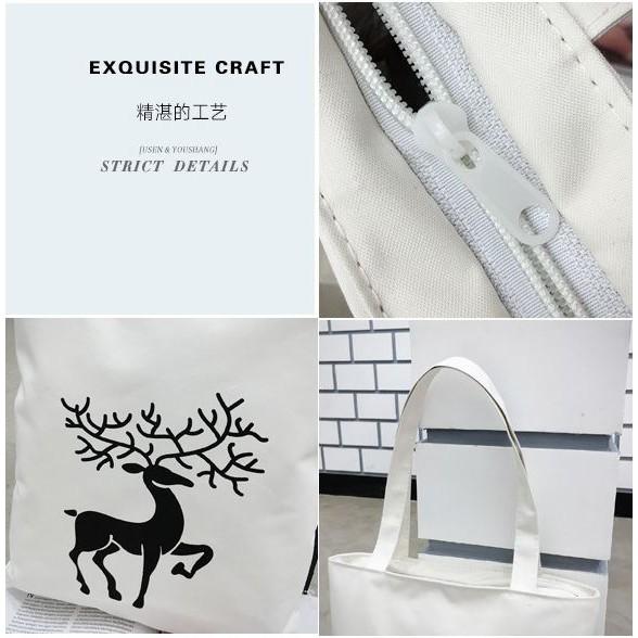 出清特價24小時出貨帆布包日韓國文藝簡約森系印花學生書包百搭小清新布袋女單肩手提-細節圖4