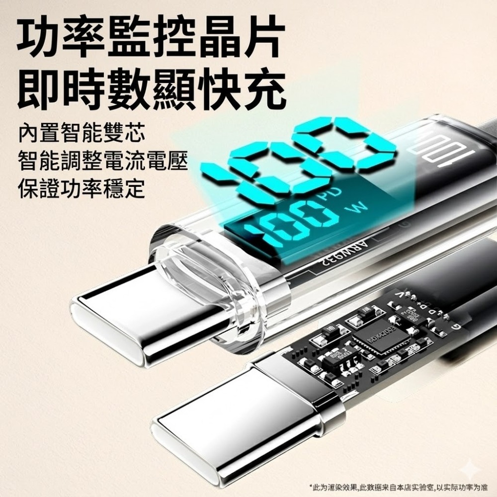 數顯充電線 🍎 PD100W 智慧數顯充電線 type C - type C ● 充電線 傳輸線 手機線 PD-細節圖3