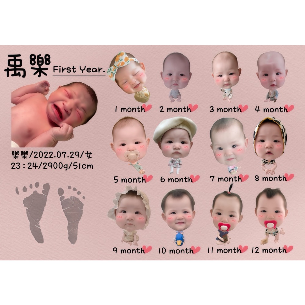 🌸A4尺寸寶寶週歲紀念/生日紀念相框🌸-細節圖9